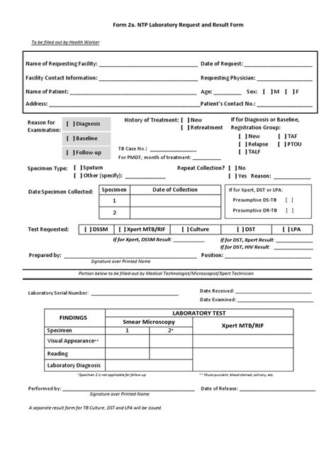 ntp form|Form 2a. NTP Lab Request and Result Form .